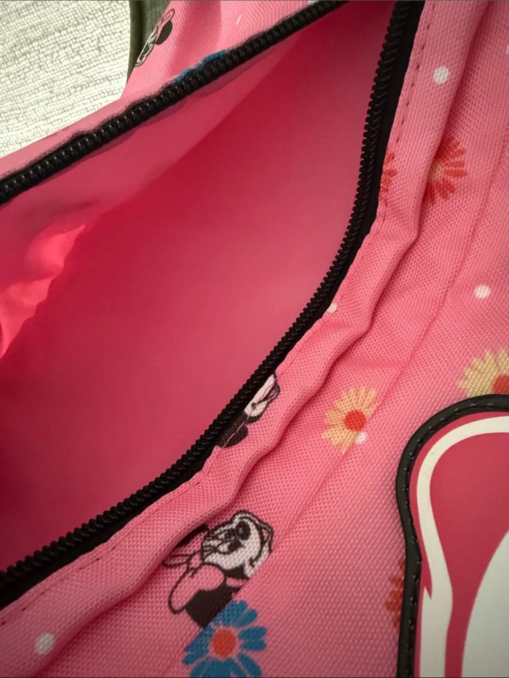 Old Navy Pink Minnie Mouse Floral Kids Backpack with Yellow Bow